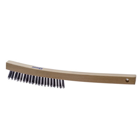 BON TOOL Wire Brush, Curved Handle, 14" (3 X 19 Rows) No Scraper 84-166